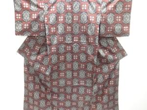 変わり格子に華紋模様織り出し西陣伝承紬着物アンサンブル